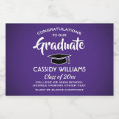 Afstuderen bereidt Paarse en witte mini-splitsing  Sparkling Wijnetiket (Enkel label)