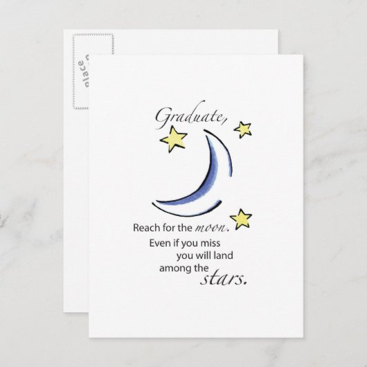 Afstuderen Bereik voor Moon, Gefeliciteerd Aankondigingskaart (Voorkant / Achterkant)
