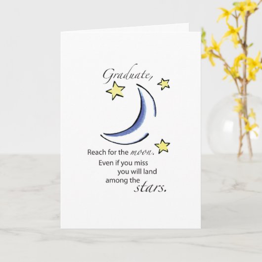 Afstuderen Bereik voor Moon, Gefeliciteerd Kaart (Gele Bloem)