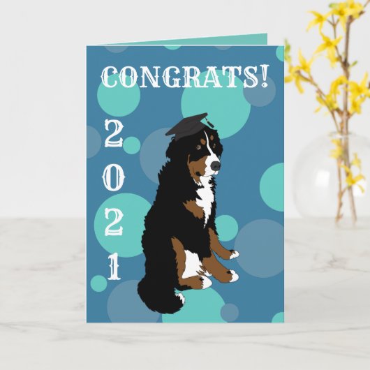 Afstuderen Bernese Mountain Dog Kaart (Gele Bloem)