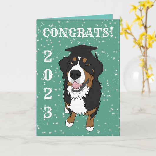 Afstuderen Bernese Mountain Dog Kaart (Gele Bloem)