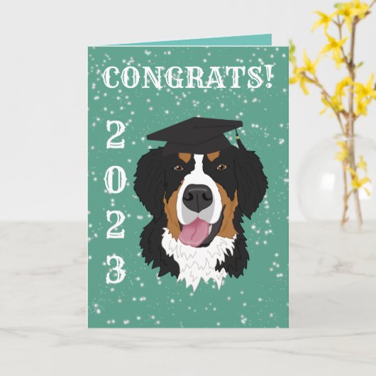 Afstuderen Bernese Mountain Dog Kaart (Gele Bloem)