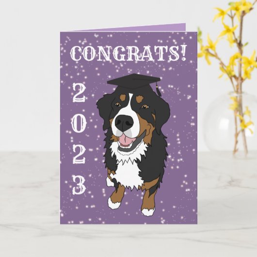 Afstuderen Bernese Mountain Dog Kaart (Gele Bloem)