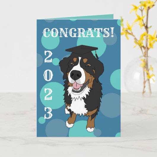 Afstuderen Bernese Mountain Dog Kaart (Gele Bloem)