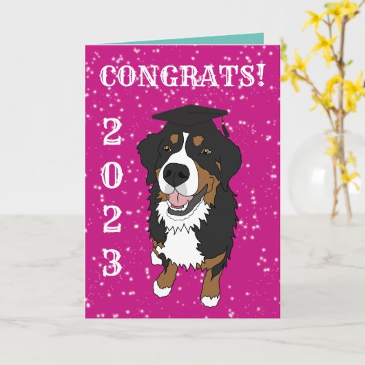 Afstuderen Bernese Mountain Dog Kaart (Gele Bloem)