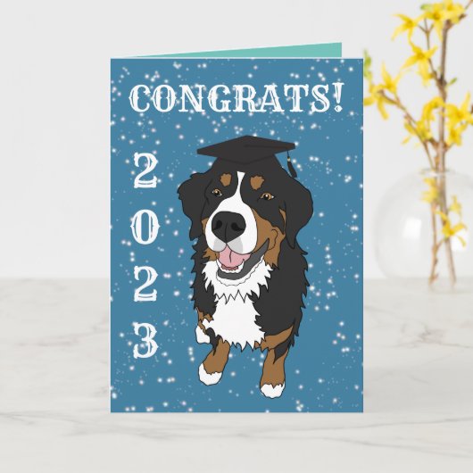 Afstuderen Bernese Mountain Dog Kaart (Gele Bloem)