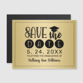 Afstuderen Bespaar de datum zwarte Typografie Gold (Voorkant / Achterkant)