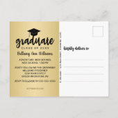 Afstuderen Bespaar de datum zwarte Typografie Gold Aankondigingskaart (Achterkant)