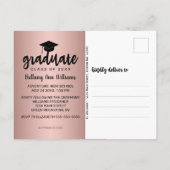 Afstuderen Bespaar de datum zwarte Typografie Rose Aankondigingskaart (Achterkant)