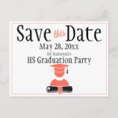 Afstuderen bespaart datum minimalistisch koraal zw briefkaart (Voorkant)