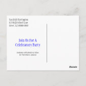 Afstuderen bespaart de datum minimalistisch blauw briefkaart (Achterkant)