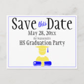 Afstuderen bespaart de datum minimalistisch blauw briefkaart (Voorkant)