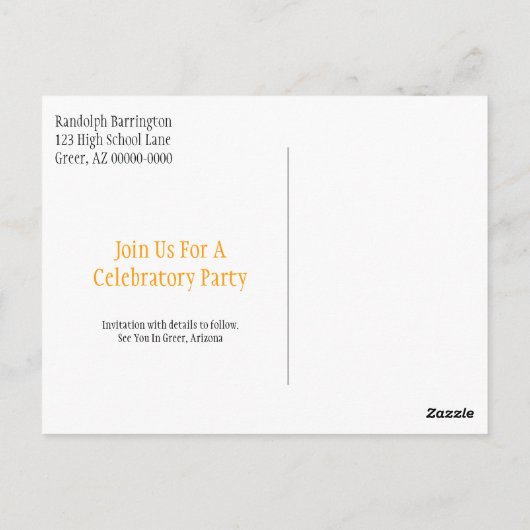 Afstuderen bespaart de datum minimalistisch blauw  briefkaart (Achterkant)