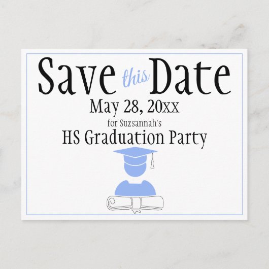 Afstuderen bespaart de datum minimalistisch pastbl briefkaart (Voorkant)