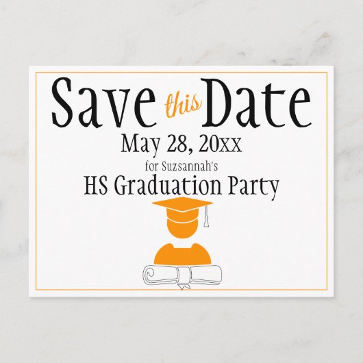 Afstuderen bespaart de datum minimalistisch wit go briefkaart (Voorkant)