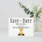 Afstuderen bespaart de datum minimalistisch zwart  briefkaart (Staand voorkant)