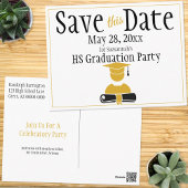 Afstuderen bespaart de datum minimalistisch zwart  briefkaart