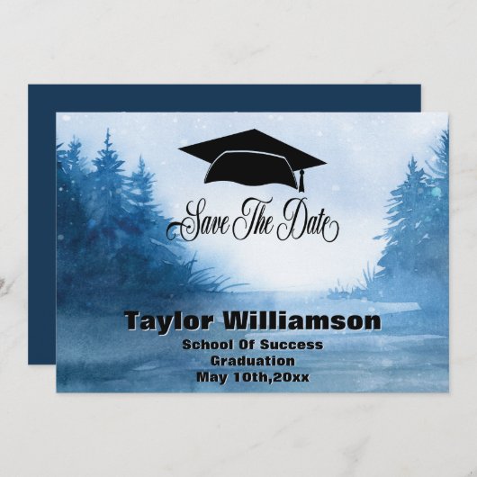 Afstuderen bespaart de datum waarop schoolbijtjes save the date (Voorkant / Achterkant)