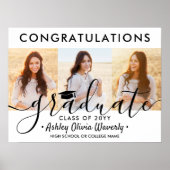 Afstuderen bevat 3 Photo Collage Modern Script Poster (Voorkant)