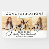 Afstuderen bevat 3 Photo Collage Modern Script Spandoek (Horizontaal)