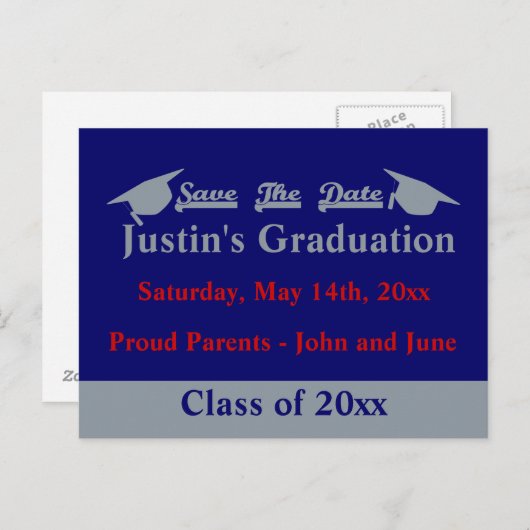 Afstuderen Bewaar de datum Kaart met zilver (Voorkant / Achterkant)