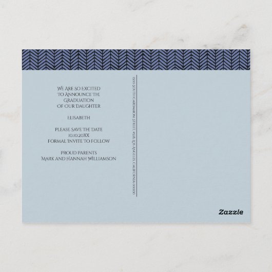 Afstuderen Bewaar de datum Modern Abstract blauw Briefkaart (Achterkant)