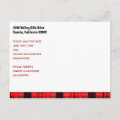 Afstuderen Bewaar de datum Modern Plaid Tartan Aankondigingskaart (Achterkant)