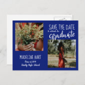 Afstuderen | Bewaar de datum Moderne foto | Marine Aankondigingskaart (Voorkant / Achterkant)