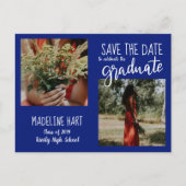 Afstuderen | Bewaar de datum Moderne foto | Marine Aankondigingskaart (Voorkant)