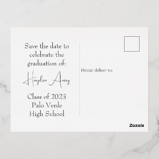 Afstuderen Bewaar de datum Photo Gold Folie Feestdagen Briefkaart (Achterkant)