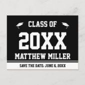 Afstuderen Bewaar de datum Zwart-wit Afstudeerder Aankondigingskaart (Voorkant)