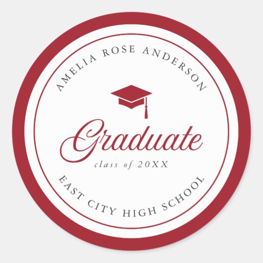 Afstuderen bewerkbaar kleurentoetsenbord ronde sticker (Voorkant)