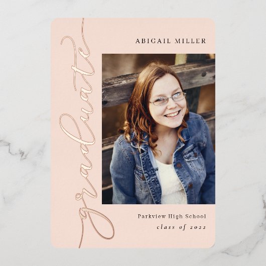 Afstuderen bewerkbare kleur Folie I Folie Uitnodiging (Voorkant)