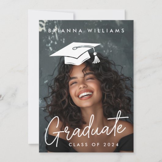 Afstuderen bewerkbare pet foto afstuderen aankondiging (Voorkant)