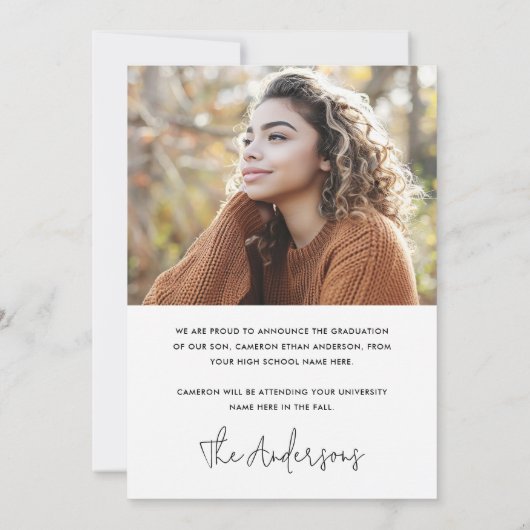 Afstuderen bewerkbare pet foto afstuderen aankondiging (Achterkant)