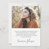 Afstuderen bewerkbare pet foto afstuderen bedankkaart (Achterkant)