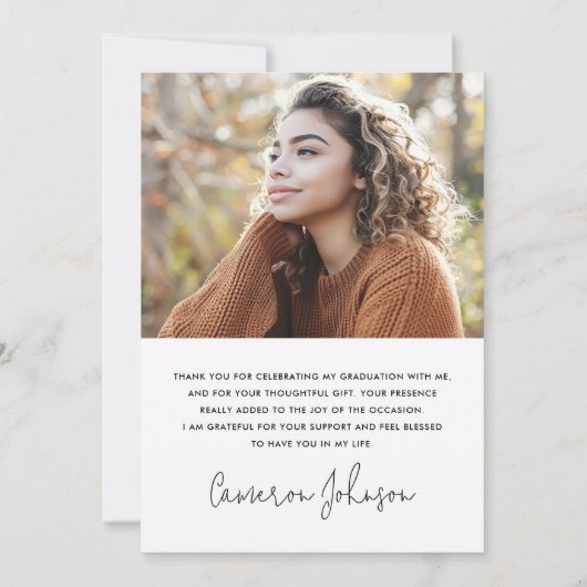 Afstuderen bewerkbare pet foto afstuderen bedankkaart (Achterkant)