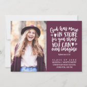 Afstuderen Bijbel Verse Foto Paars Aankondiging (Voorkant)