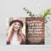 Afstuderen Bijbel Verse Photo Rustic Wood Script Aankondiging (Staand voorkant)