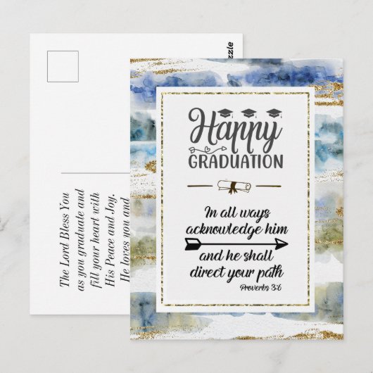 Afstuderen Bijbel Verse Proverbs 3:6 Modern ontwer Briefkaart (Voorkant / Achterkant)