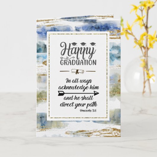 Afstuderen Bijbel Verse Proverbs 3:6 Modern ontwer Kaart (Gele Bloem)