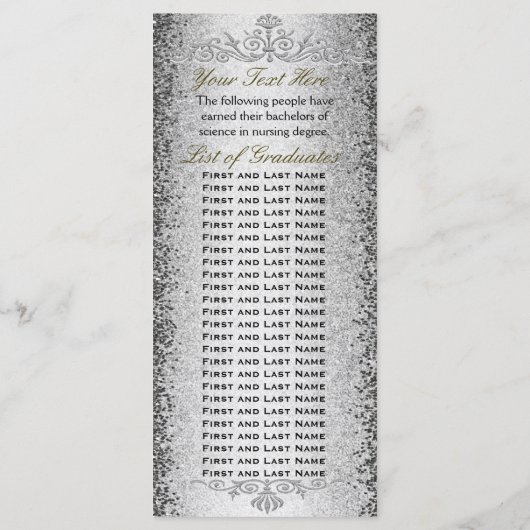 Afstuderen binnenuitnodiging Silver Programmakaart (Achterkant)