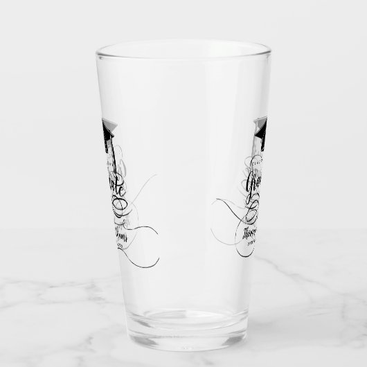Afstuderen Black Afstudeerder Pet Monogram Naam Glas (Links)