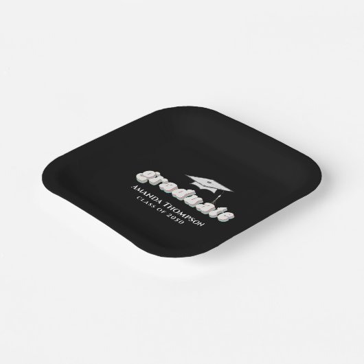 Afstuderen Black Afstuderen Typografie Simple Papieren Bordje (Gebogen)