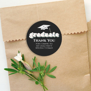 Afstuderen Black Afstuderen Typografie Simple Ronde Sticker