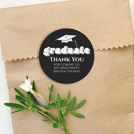 Afstuderen Black Afstuderen Typografie Simple Ronde Sticker