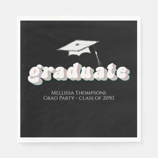 Afstuderen Black Afstuderen Typografie Simple Servet (Voorkant)