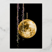 Afstuderen Black and Gold Disco Ball-70 Folie Uitnodiging (Achterkant)