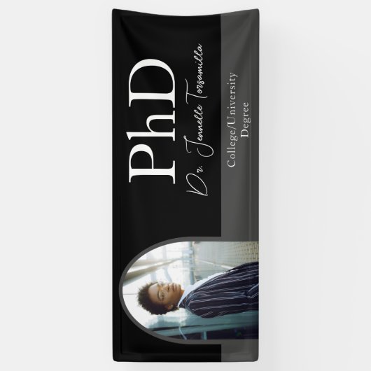 Afstuderen Black Arch Script Foto PhD Afstuderen Spandoek (Verticaal)
