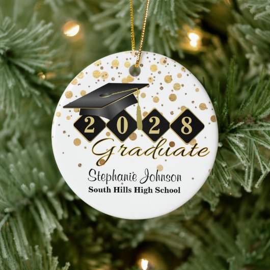 Afstuderen Black en Gold Ceramic Ornament (Boom)